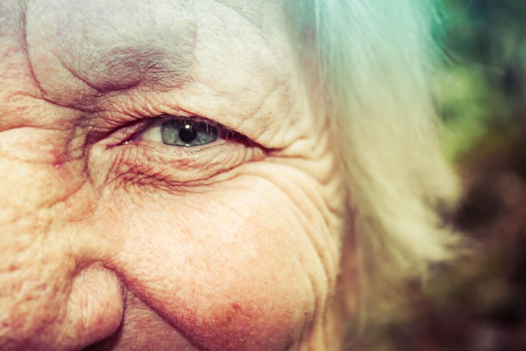 Elderly Danish woman on the island of Aeroe wearing a cardigan