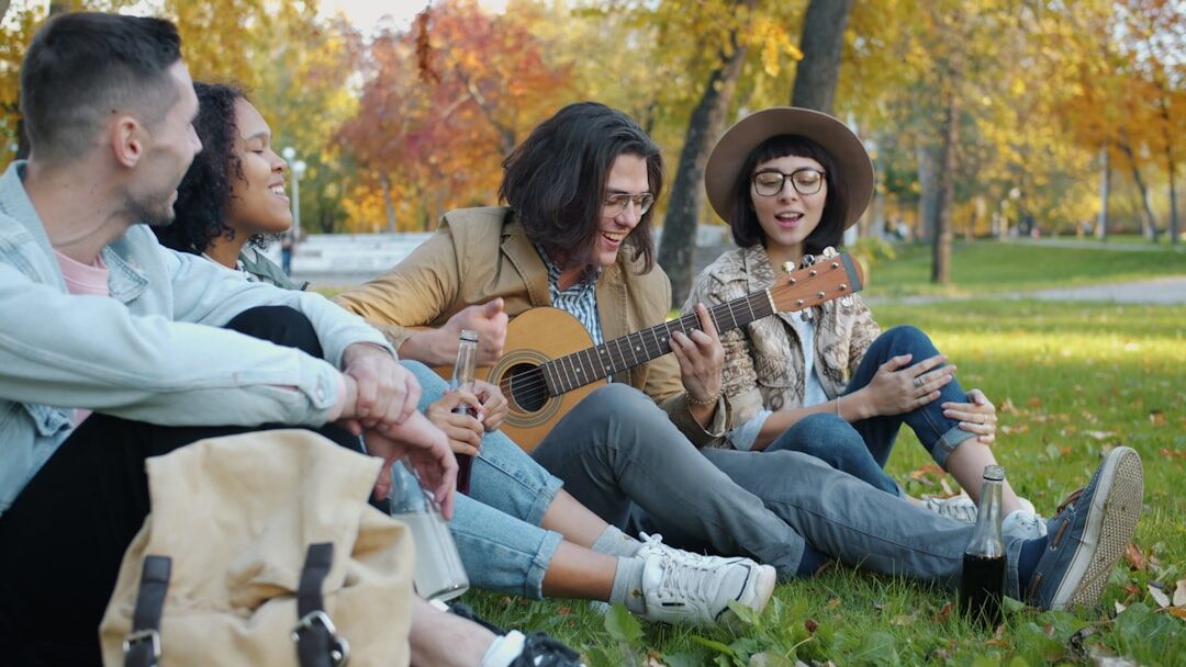 group of friends playing