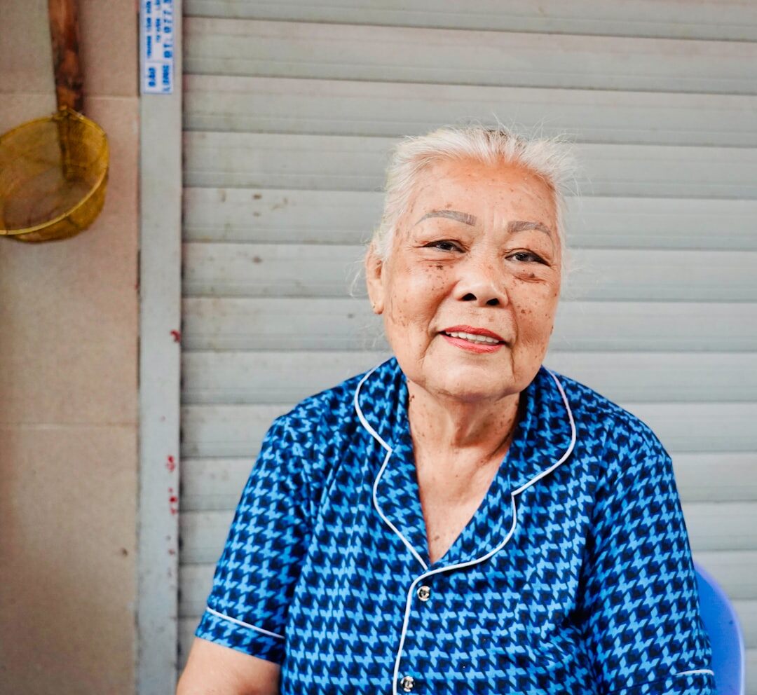 elderly neighbor smiling